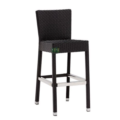 Udendørs barstole i sort rattan i aluminium